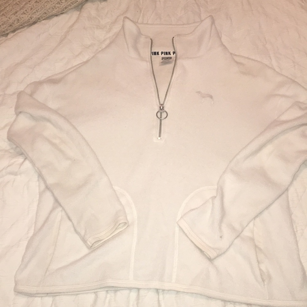 Victoria Secret PINK Quarterzip White fleece